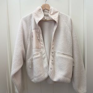 Free People Hit the Slopes Fleece Jacket in light pink canvas